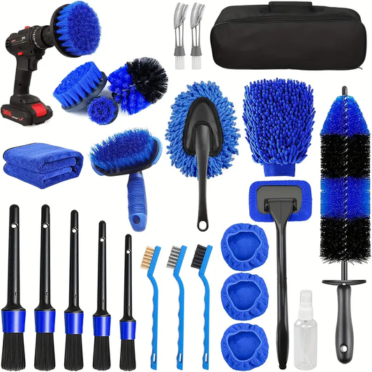 Set di 26 spazzole per dettagli auto
