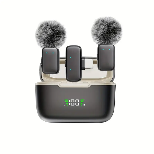 Microfono lavalier wireless con custodia ricaricabile