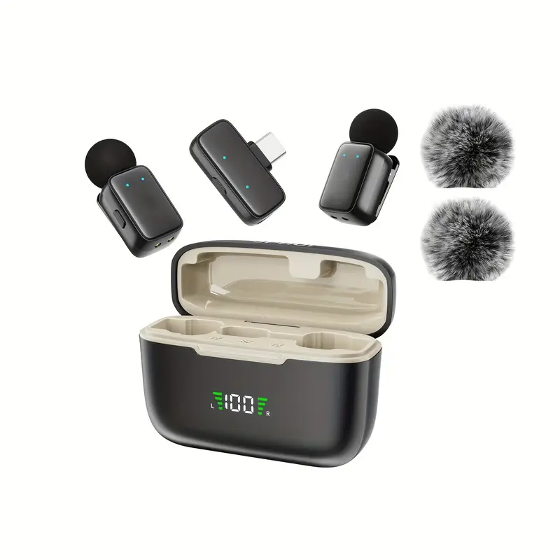 Microfono lavalier wireless con custodia ricaricabile