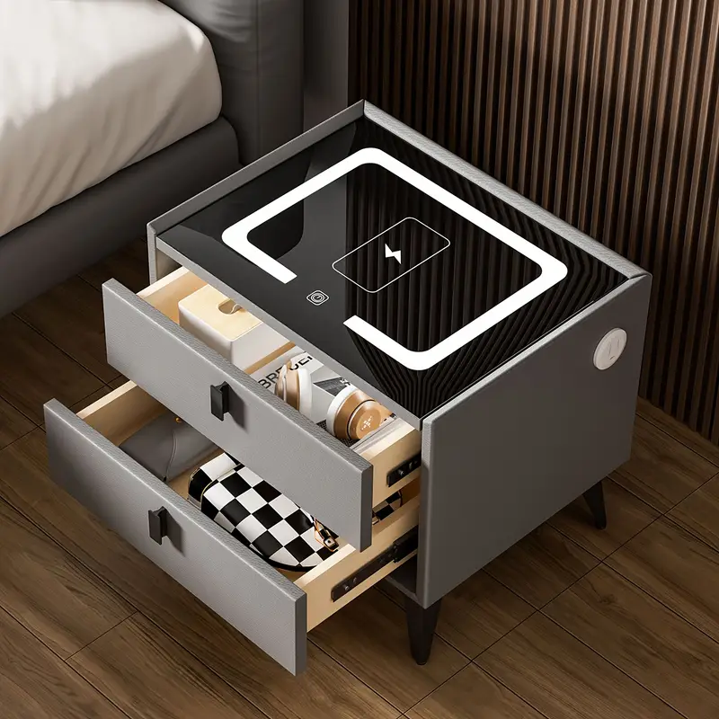 Comodino moderno con ricarica wireless e USB
