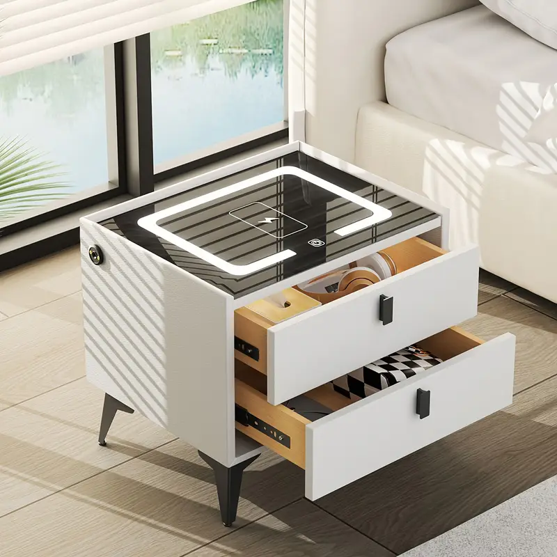 Comodino moderno con ricarica wireless e USB