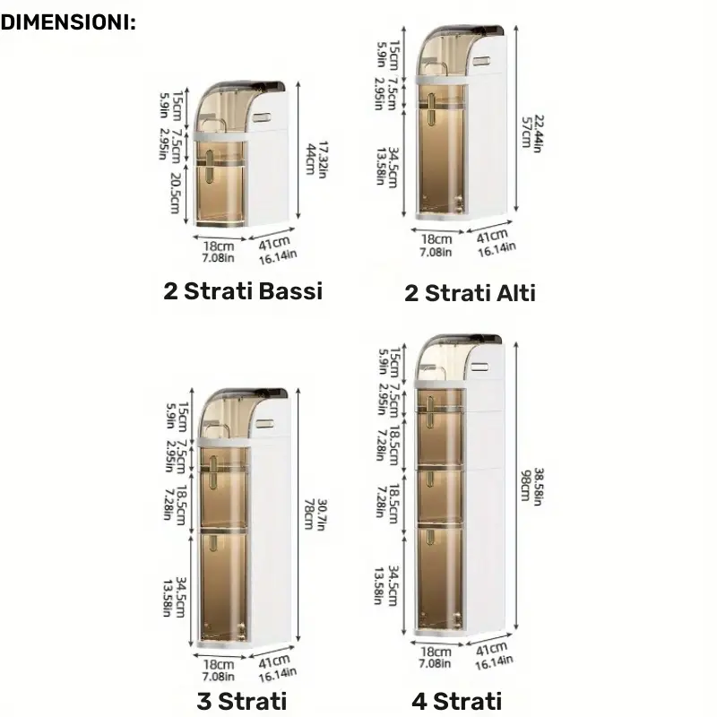 Armadio salvaspazio 4 ripiani per bagno