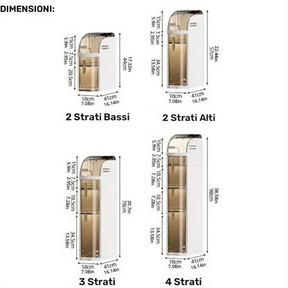Armadio salvaspazio 4 ripiani per bagno