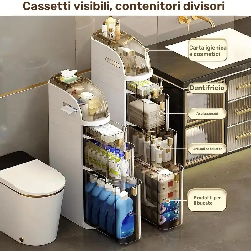 Armadio salvaspazio 4 ripiani per bagno