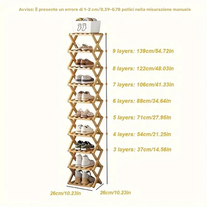 Scaffale per scarpe in bambù salvaspazio
