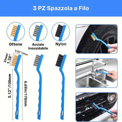 Set di 26 spazzole per dettagli auto